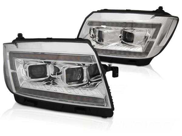 VOLL LED Tagfahrlicht Scheinwerfer für VW Crafter II  ab 2017 chrom dynamischem LED Blinker